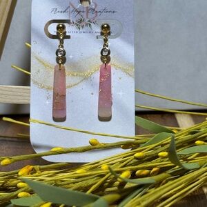 Pink and Gold Dangle Earrings